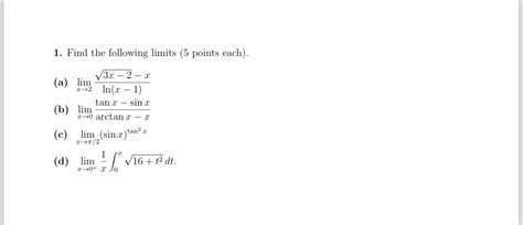 Solved Find The Following Limits 5 ﻿points