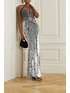 Jenny Packham Hero Crystal Embellished Sequined Tulle Halterneck Gown