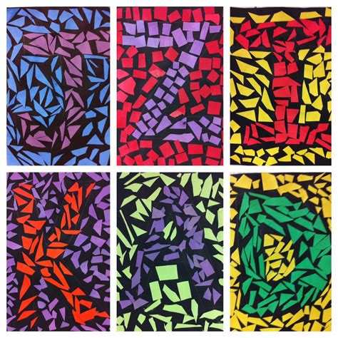 Initial Mosaics- 2nd grade- construction paper and glue Class Art