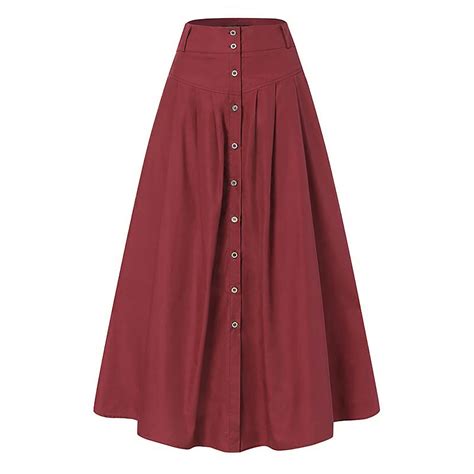 Xiuh Womens High Waist Pockets Pleated A Line Skirts Solid Plus Size Ruffle Hem Swing Skirts Z2