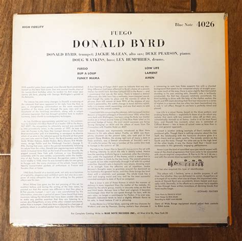 Us Blue Note Blp Fuego Donald Byrd Rd Dg