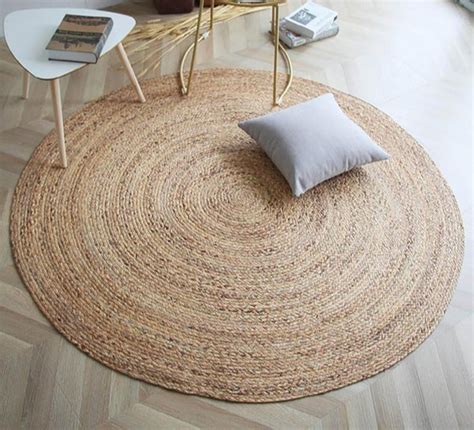 Natural Jute Braided Rug Traditional Craftsmanship For Contemporary