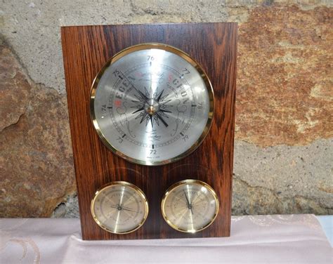 Fischer GDR Weather Station Barometer Hygrometer Thermometer Real Wood