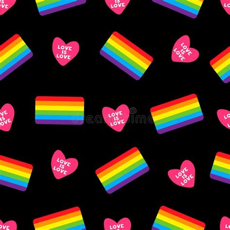 Colorful Seamless Pattern With Heart And Lgbt Flag Vector Seamless