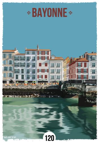 Bayonne La Nive Au Pays Basque Illustration Retropia