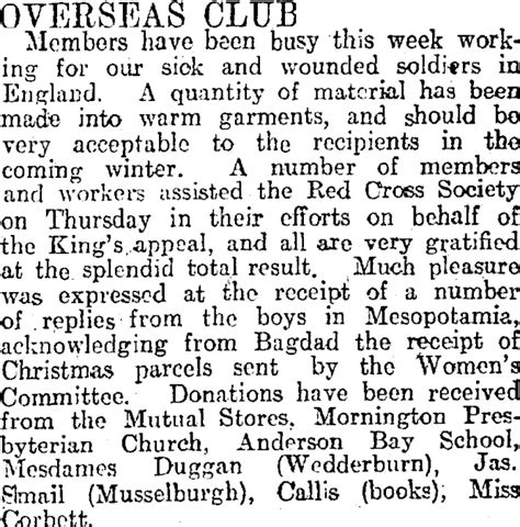 Overseas Club Otago Daily Times 20 10 1917 Record Digitalnz