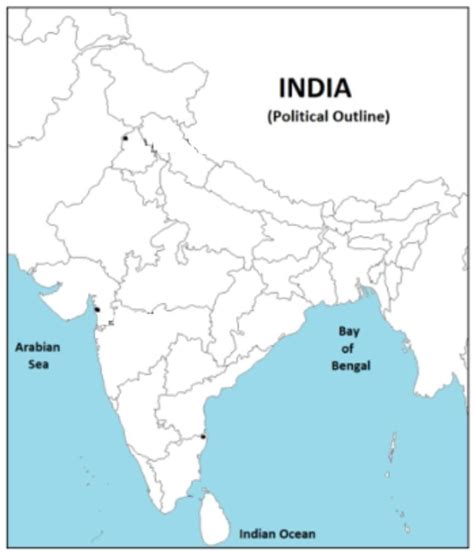 India Political Map Outline With Neighbouring Countries