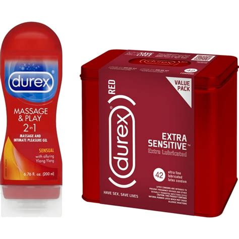 Durex RED Condom Extra Sensitive (42 count) and Durex Massage & Play 2 ...