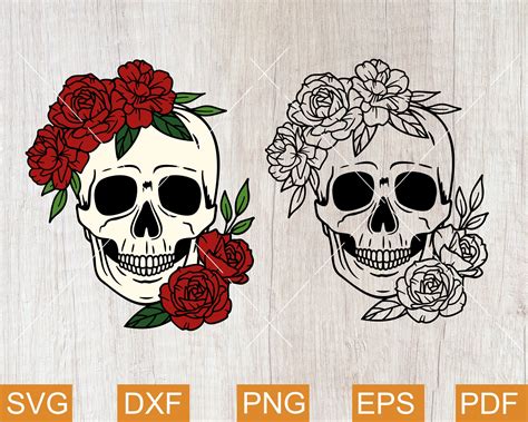 Floral Skull Football Design Skulls And Roses File Image Folk Art