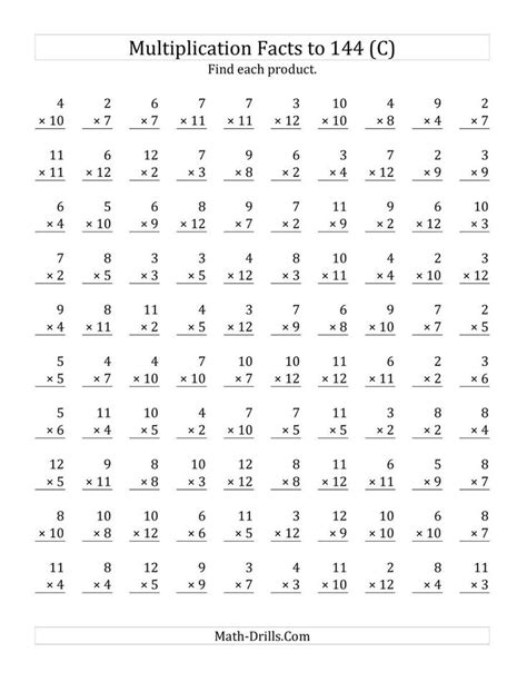 Multiplication By 12 Worksheets