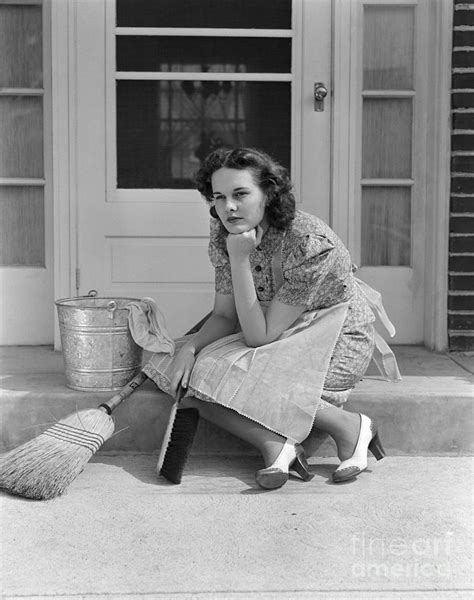 Pensive Woman With Cleaning Tools Photograph By H Armstrong Roberts Classicstock Fine Art America