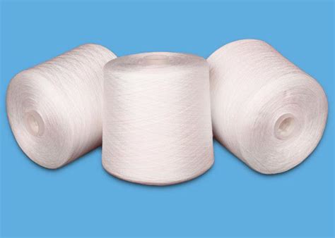 Raw White Spun Polyester Sewing Thread Yarn Count Plastic Dye