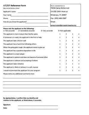 Fillable Online Litcit Reference Form Return Completed Form To Fax