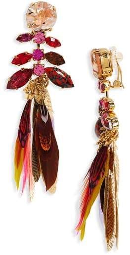 Gas Bijoux Cabaret Clip On Feather Drop Earrings