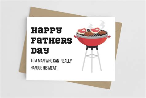 Naughty Fathers Day Card Handle Your Meat Etsy