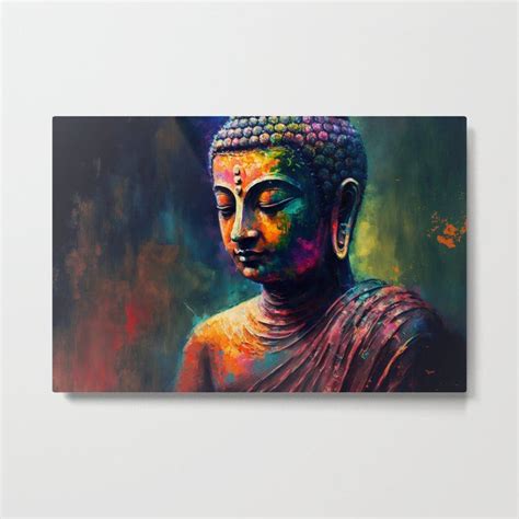 Radiant Vibrant Colorful Buddha Portrait Digital Watercolor Painting