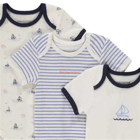 Orchestra Lot de 3 bodies manches courtes motifs Voiliers pour bébé