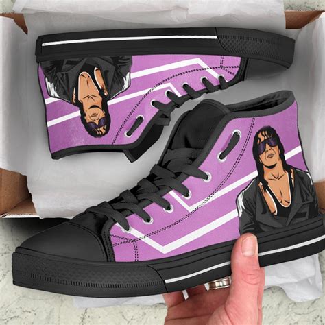 Bret Hart Hightop Wrestling Custom Hightop The Hitman Shoes Etsy