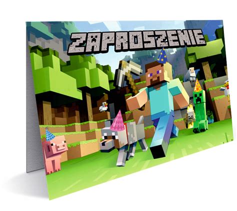 Zaproszenia Dla Dzieci Urodziny Minecraft Piksele Allegro Pl