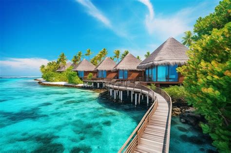 Premium Ai Image Maldives Paradise Island Generative Ai