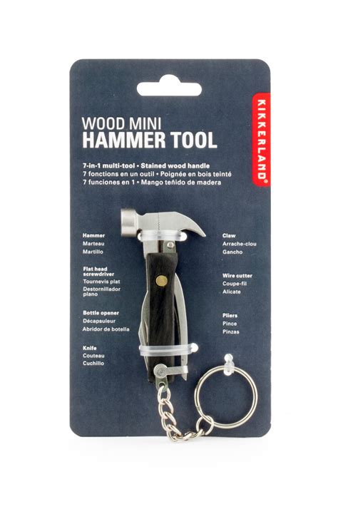 Wood Mini Hammer 7 in 1 Multi Tool Stainless Steel Keychain ...