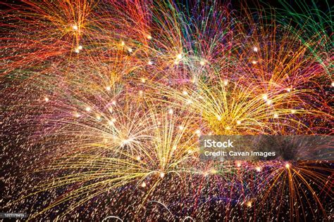 Colourful Pyrotechnic Fireworks In The Sky Stock Photo Download Image