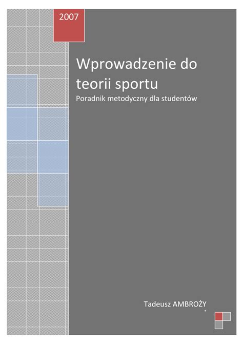 Pdf Wprowadzenie Do Teorii Sportu Poradnik Metodyczny Dla Student W