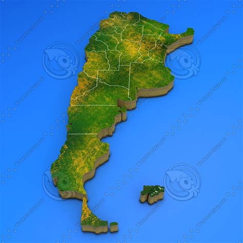 Modelo D Argentina Detalla El Mapa Del Pa S Turbosquid