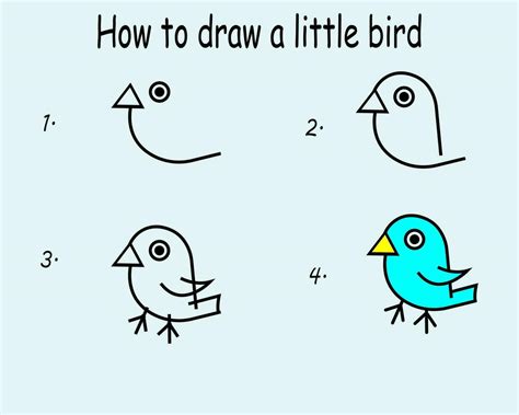 Step by step to draw a Bird. Drawing tutorial a Bird. Drawing lesson for children. Vector ...