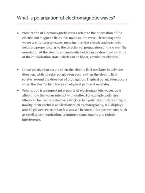 Polarization of Electromagnetic Waves | PDF