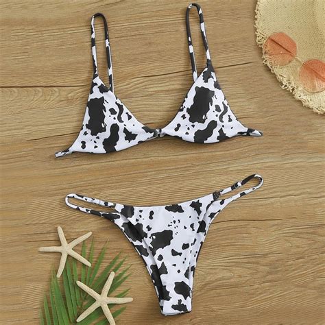 Sexy Bikini Mujer 2020 New Cow Print Swimsuit Women Two Pieces Etsy