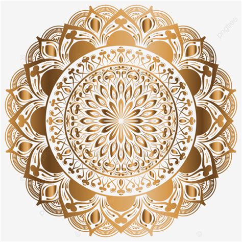 Mandala De Oro De Lujo Fondo Transparente Brillante Con Borde Dorado