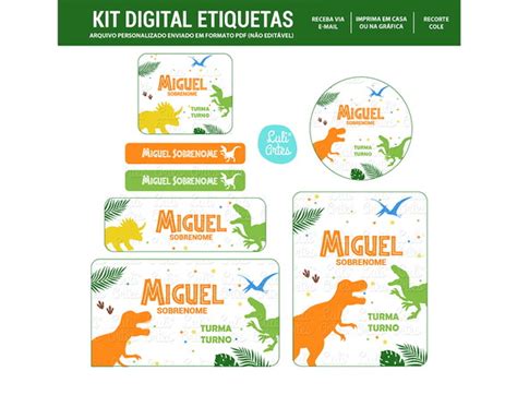 Etiqueta Escolar Digital Dinossauro Elo Produtos Especiais