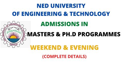 Ned University Postgraduate Admission 2022 Youtube