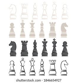 Chess Pieces Vector Outline Illustration Editable Stock Vector (Royalty Free) 1846654927 ...