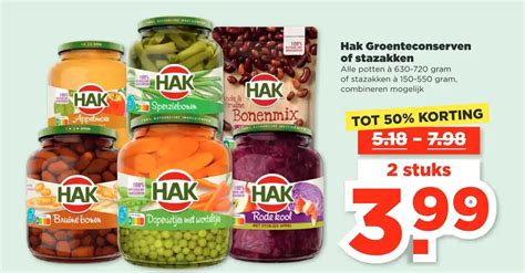 Hak Groenteconserven Of Stazakken Aanbieding Bij Plus