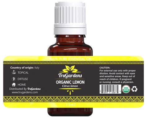 Lemon Essential Oil | Cold Pressed Lemon Oil | TruGardens