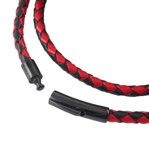 Lederkette Lederband 6 Mm Herren Halskette Schwarz Rot 17 100 Cm Lang