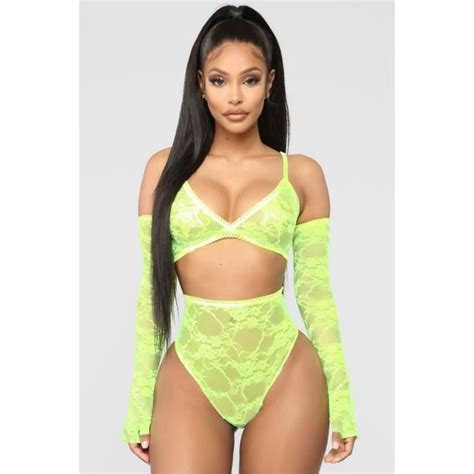 Femmes Sexy Lingerie Ensemble Dentelle Transparent Transparent Col En V