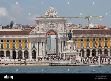 Praca Do Comercio With The Don Jose I Statue Port Of Lisbon On The