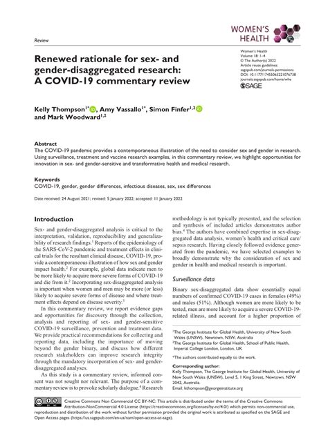 Pdf Renewed Rationale For Sex And Gender Disaggregated Research A