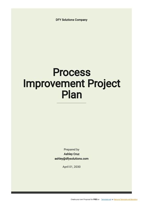 Process Improvement Project Plan Template