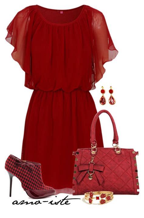 Red By Amo Iste Liked On Polyvore Featuring Paris Hilton Guess And