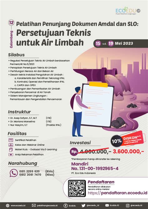 Pelatihan Penunjang Dokumen Amdal Dan Slo Persetujuan Teknis Untuk Air