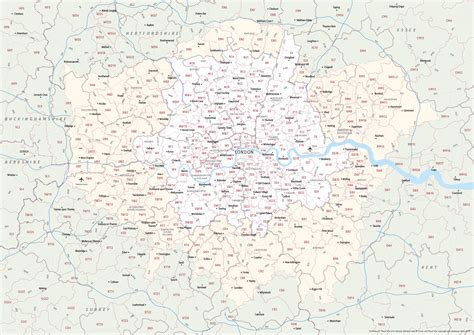 Map Of Greater London Postcode Districts Plus Boroughs And Major Roads