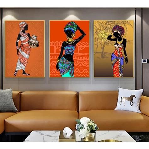 Imprim S Modernes Toile De Peinture L Huile Pour Femmes Africaines