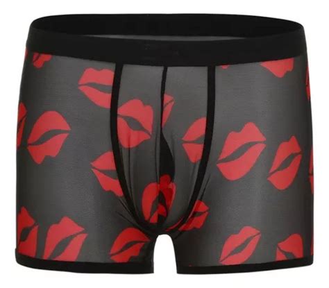 Homens Transparente Lip Imprimir Lingerie Caixa Confort Vel