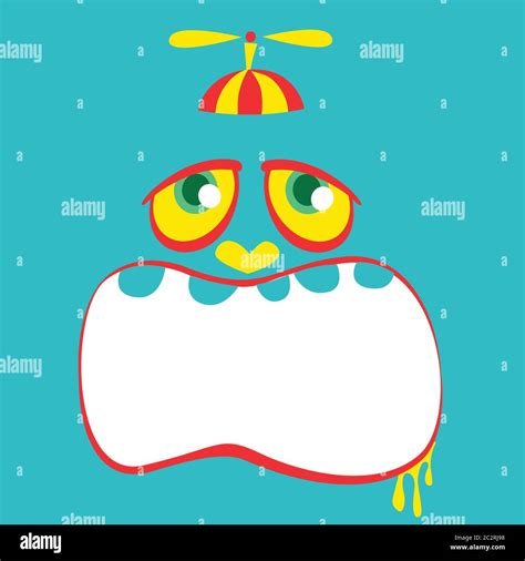 Funny Cool Cartoon Monster Face Vector Halloween Red Monster Character