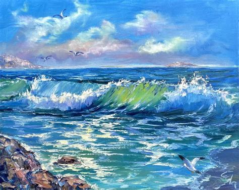 Ocean Waves Sea Beach Seascape Oil Painting on Canvas 24x30 Inch ...