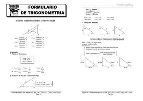 Formulario de trigonometría PPT